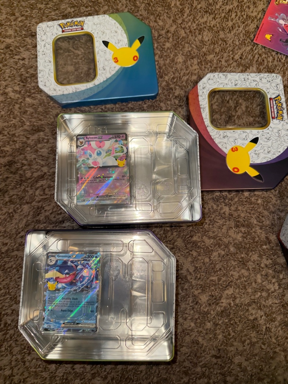 Pokemon Sylveon & Greninja EMPTY Tins 30th Celebration & Promo Card